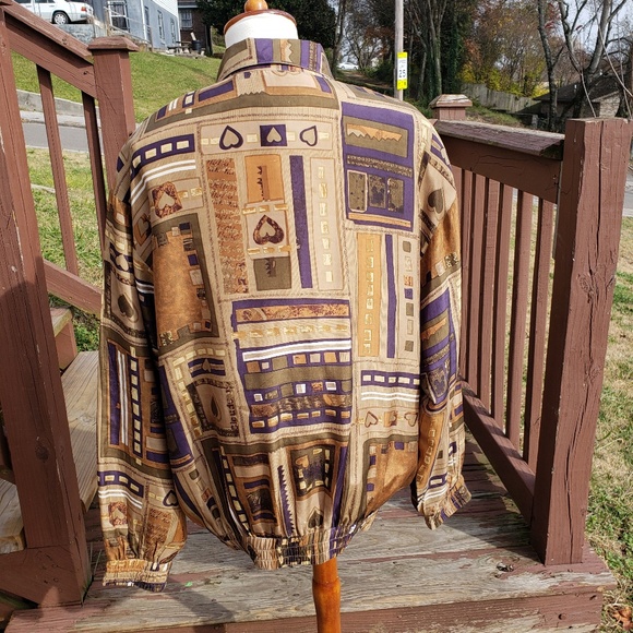 SOLD Vintage Brown Silk Jacket - Picture 4 of 8